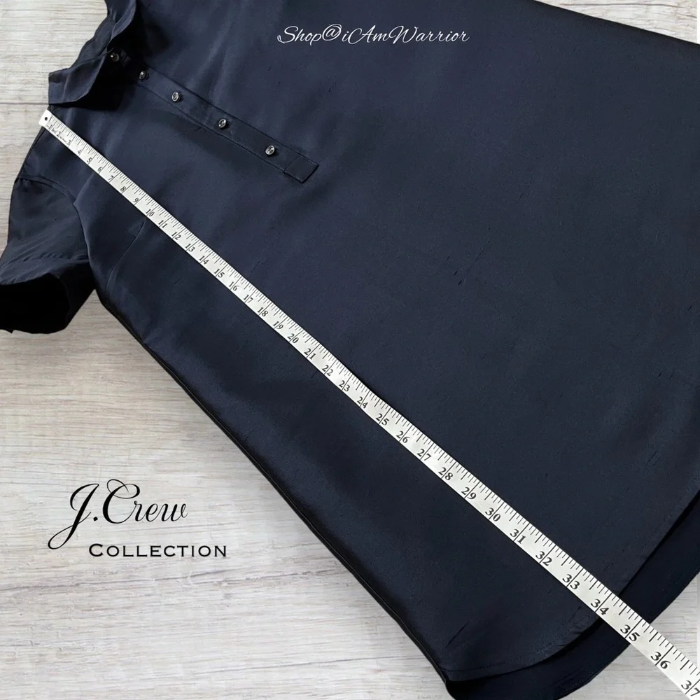 J.Crew Collection NWT Navy Silk Shantung Structured Luxe Minimalist Shirt Dress